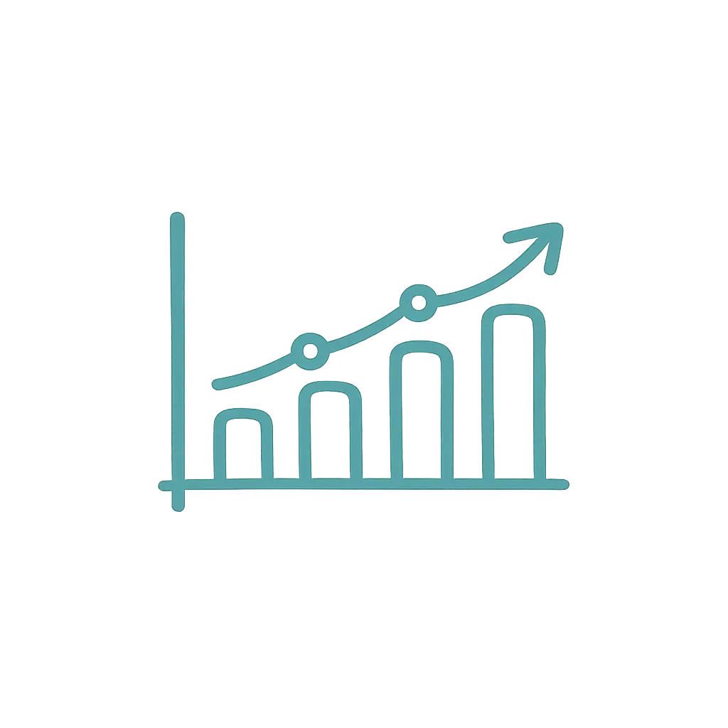 Upward trending progress chart
